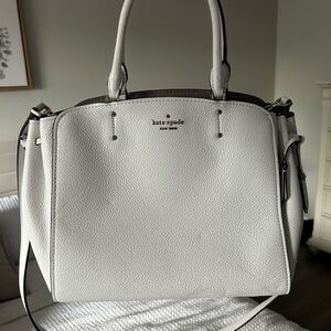 Kate Spade White Satchel Bag with Structured Design